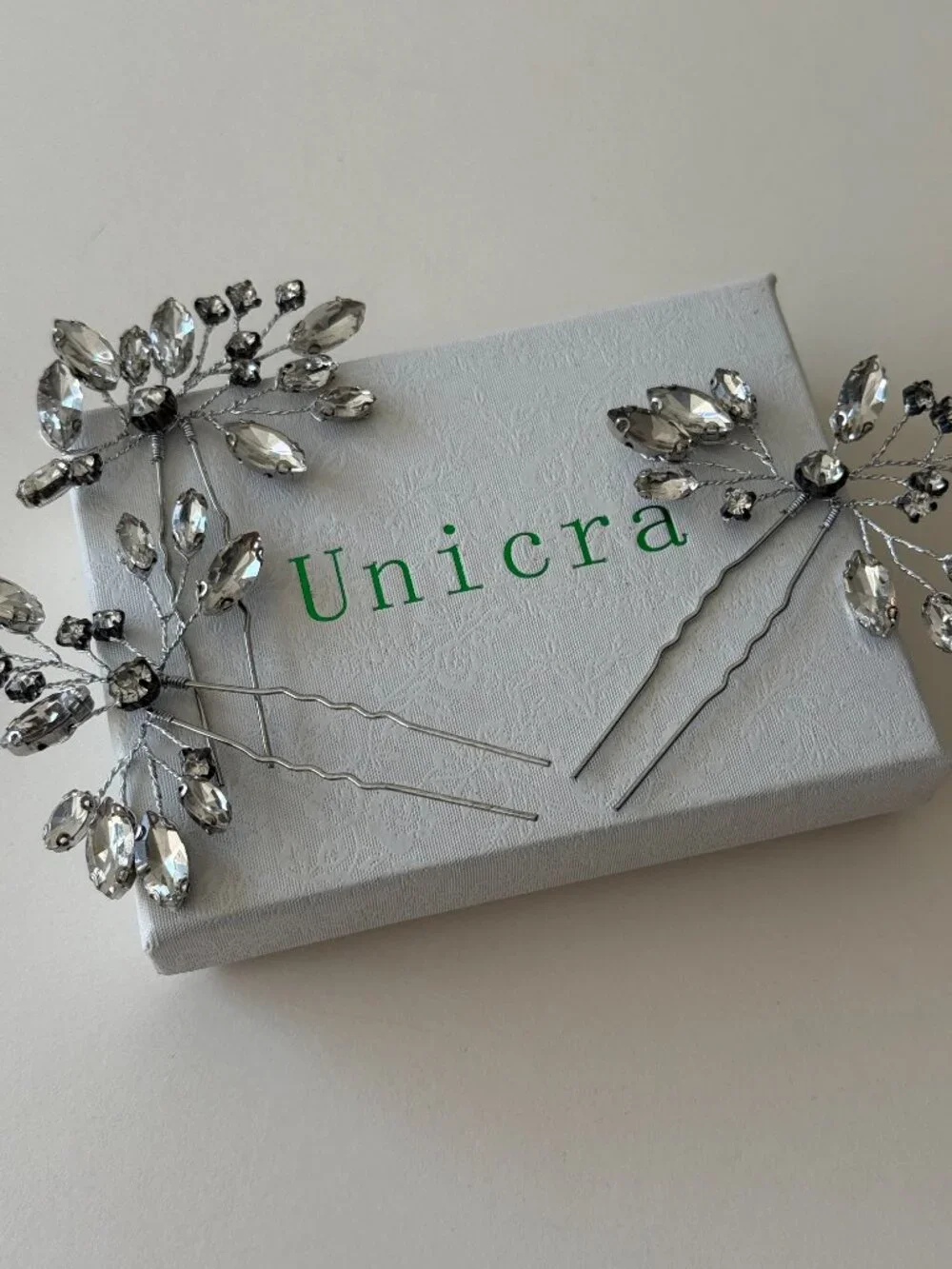 UNICRA Set of 3 Crystal Bridal Hair Pins Silver Rhinestone Wedding Updo